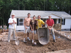 Members helping build a Habitat for Humanity house.